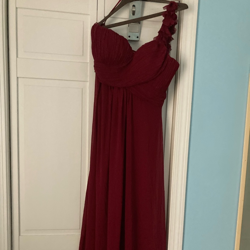 Flattering size 8 and size 14 formal maroon long dress (one shoulder)